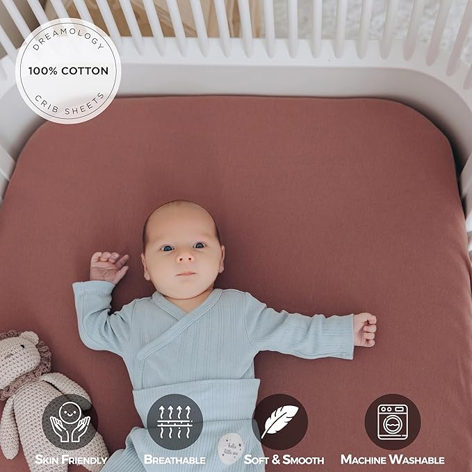 Dreamology 24x38 Mini Crib Sheets, 100% Cotton Crib Sheets for Boys,Girls,Crib Mattress Sheets,Pack and Play Sheets, Mini Crib Sheet Fitted | Rose,Dusty Pink