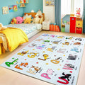 Kids Rugs for Playroom, 4x5 Feet Educational Rug for Learn The ABC Alphabet, Soft Machine Washable Non-Slip Cute Cartoon Animals Carpet for Classroom Toddler Nursery Kids Room Decor, Blue