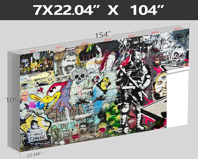 XMPMBM-Graffiti Art backsplash Large Decorative Wallpaper Bedroom Bathroom Nursery Room Wall Mural- W 154" X H 105" L- W 154" X H 105"（112 Square Foot）