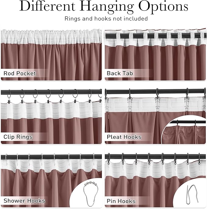 StangH Mauve Velvet Curtains 96 inches Long - Wild Rose Pink Room Darkening Bedroom Curtains for Nursery Kids, Elegant Thermal Insulated Drapes for Sliding Door Office, W52 x L96, 2 Panels