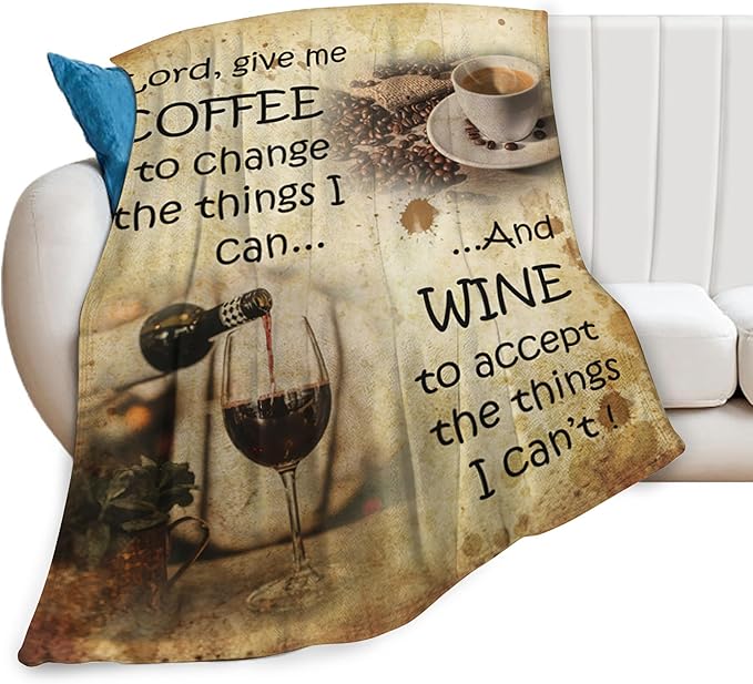 Vintage Coffee Blanket for Girls Boys Drink Wine Throw Blankets Soft Cozy Warm Fuzzy Fleece Lord Bedding Flannel Throws Stuff Gifts for Coffee Lovers Kids Men Women Bedroom Decor 60"x50"