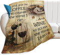 Vintage Coffee Blanket for Girls Boys Drink Wine Throw Blankets Soft Cozy Warm Fuzzy Fleece Lord Bedding Flannel Throws Stuff Gifts for Coffee Lovers Kids Men Women Bedroom Decor 50"x40"