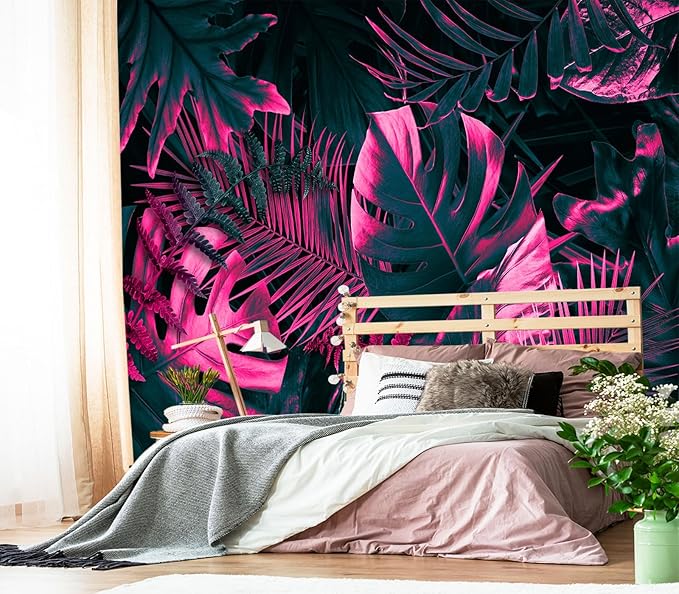XMPMBM-Tropical Botanical backsplash Large Decorative Wallpaper Plant Leaf Bedroom Bathroom Wall Mural- W 154" X H 105"（112 Square Foot）