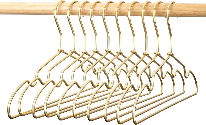 12.6" Matte Gold Metal Kids Baby Hangers, 30Pack, Non Slip, Suit for Coated Wire Children Clothes Hangers Closet Storage, Retail Display Space Saving for Toddler Coats Infant Hangers