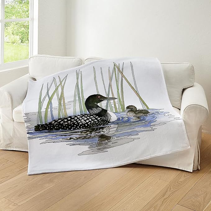 CafePress Loon and Baby Throw Blanket Super Soft Fleece Plush Throw Blanket, 60"x50"
