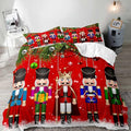 LUVIVIHOME 3PCS Christmas Nutcracker Duvet Cover Full Bedding Set, Teens Boys Girls Kids Bedding, Christmas Balls Snowflake Winter Holiday Festival Xmas Gifts Red Comforter Quilt Cover, 2 Pillow Shams