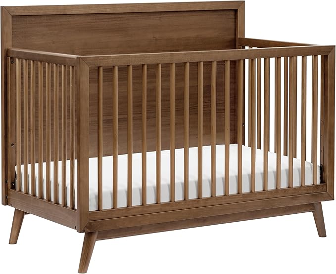 babyletto Palma 4-in-1 Convertible Crib with Toddler Bed Conversion Kit in Natural Walnut, Greenguard Gold Certified