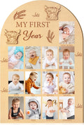 R HORSE Picture Frame - My First Year Photo Display Board, Highland Cow, Wood, 15.7 x 11 inches, Unisex Adult Gift