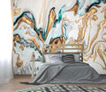 XMPMBM-Gold Quicksilver Marble Fabric Wallpaper Abstraction Art Textured Living Room Bedroom Bathroom Wall Mural-W 132" X H 92"（93 Square Foot）