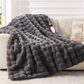 Heated Blanket Electric Throw, 50" X 60" Heated Blanket with 10 Heat Levels 8 Hours Auto Off, Faux Rabbit Fur Bubble Electric Blanket