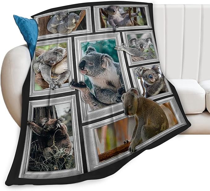 Koala Blanket Funny Koala Gifts for Girls Boys Woman Kids Koalas Lover Throw Blankets Soft Blanket Warm Fleece Flannel Plush Blankets for Bed Sofa Couch 40"x50"