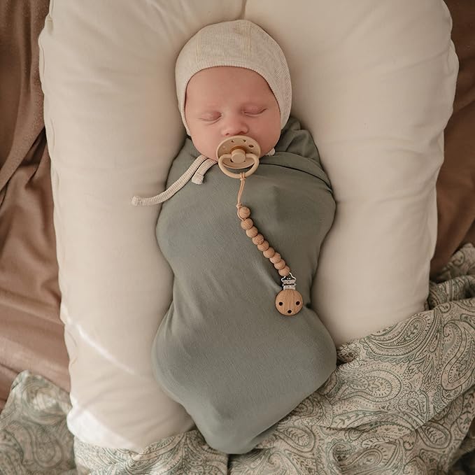 mushie Stretchy Baby Swaddle Blanket | Extra Soft & Snug Fit | 47"x47" (Tradewinds)