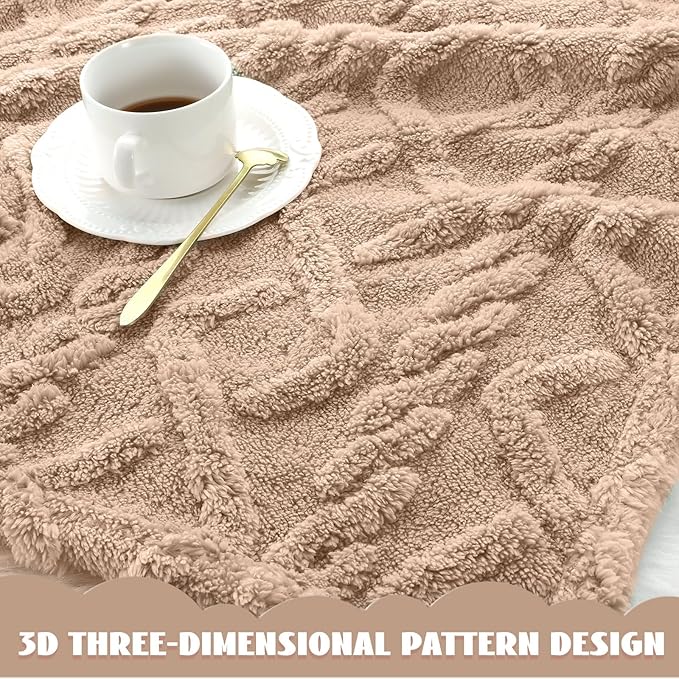 VitalCozy 4 Pcs Soft Fleece Baby Blankets Set 30" x 40" 3D Plush Warm Nursery Swaddling Bed Blanket Little Boys Girls Infant Toddlers and Newborn Receiving Gifts Blankets(Khaki Set)