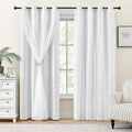 XiDi White Curtains for Girls Nursery Room 90 Inches Long Blackout Double Layer Curtains with Sheer Overlay for Kids Toddler Princess Bedroom Living Room Darkening Grommet Window Drapes W34 X L90