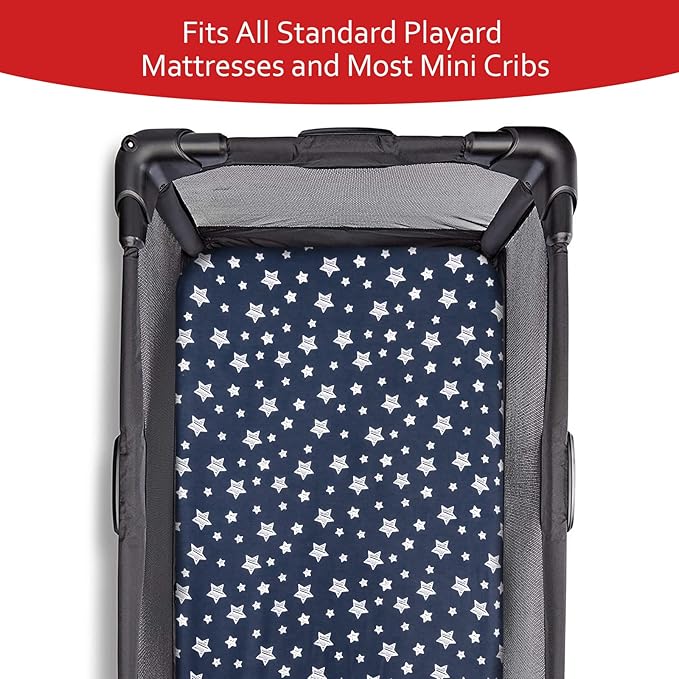 Pack and Play Sheets & Waterproof Terry Pack N Play Mattress Protector Pad Cover 4 Pack, Viscose Terry Pack N Play Sheets Set, Grey & Navy