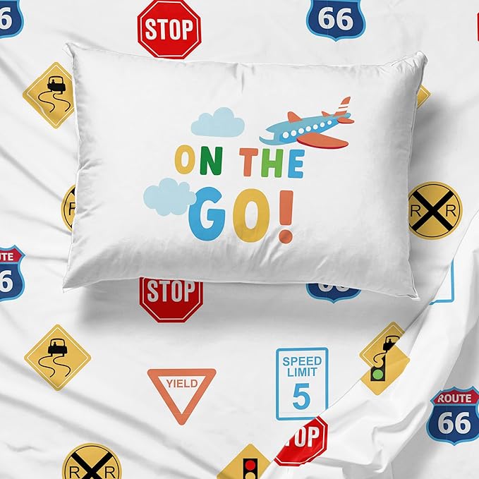 Sunny Side Up On The Go Toddler Sheet Set - 3 Piece Toddler Bedding Set Includes Pillow Cover - Super Soft Microfiber Sheets