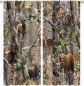 Retro Forest Window Curtains, Camouflage Hunting Tree Camo Rustic Deer Elk Bird Bear Blackout Rod Pocket Windows Door Curtain for Bedroom Living Room Home Decor 63x72in