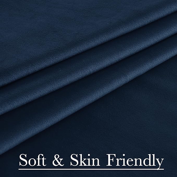 StangH Navy Velvet Curtains - Living Room Light Blocking Drapes 96 inches Long, Thermal Insulated Curtains for Office/Studio/Dining Room, W52 x L96, 2 Panels