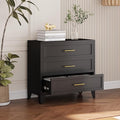 34.25" Tall Metal Dresser for Bedroom, 3 Drawer Black File Cabinet with Gold Handles, Dressers Chests with Fluted Panel, Vertical Drawer Storage Cabinet for Living Room, Entryway, Hallway
