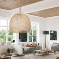 Arturesthome Natural Rattan Pendant Light for Kitchen Island, Woven Rope Lamp Shade, Hanging Ceiling Light Shade, Handmade Lampshade Chandelier D 23.6in*21.6in