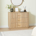 Fluted Dresser for Bedroom with 3 Drawers, 31.5" Wide Modern Chest of Drawers with Metal Handle, Large Storage Dresser, Wood Closet Clothes Storage Organizer for Nursery Living Room, Hallway,Natural