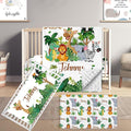 Custom Name Crib Bedding Set, 3 Pcs Personalized Baby Crib Bedding Set, Soft Forest Animals Nursery Crib Sets for Boys Girls, Double Layer Toddler Bedding Set Customized Gifts for Newborn Kids