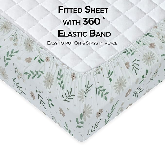 Dreamology Mini Muslin Crib Sheets Girls,Boys,Super Soft,Breathable 1-Pack,100% Cotton Muslin Crib Sheet Fitted,Crib Sheet,Pack n Play Sheets, 24x38 Mini Crib Sheets | Flowers