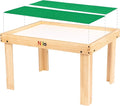 NILO Kids Play Table Set with 2 Compatible Lego Duplo Detachable Two-Sided Baseplates/Boards/Mats (N34 Activity Table w/Holes, 24x32x20 and 2X Green Base Plates 12x32)