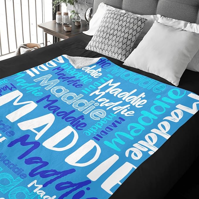 Dr.TOUGH Personalized Blankets with Name Customized Baby Blankets for Girls Boys Adults Monogrammed Blankets and Throws Christmas Birthday Mothers Fathers Valentines Day Gift (Blue-Green, 40''×50'')