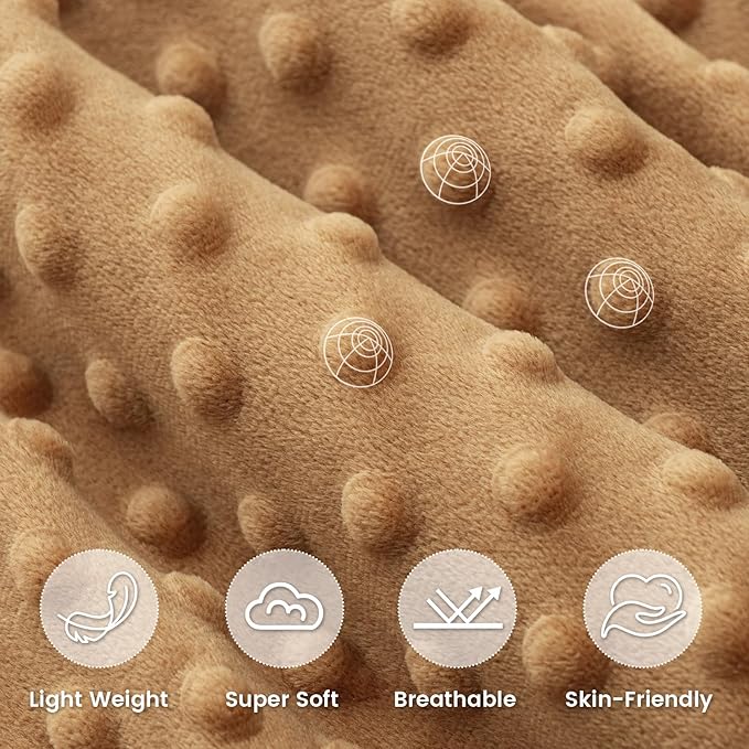 david's kids Micro Fleece Minky Baby Blanket for Boys Girls Neutral with Double Layer and Soothing Raised Dots, 40x50 Inches Breathable and Soft Lightweight Receiving Blanket for Newborns, Biscuit