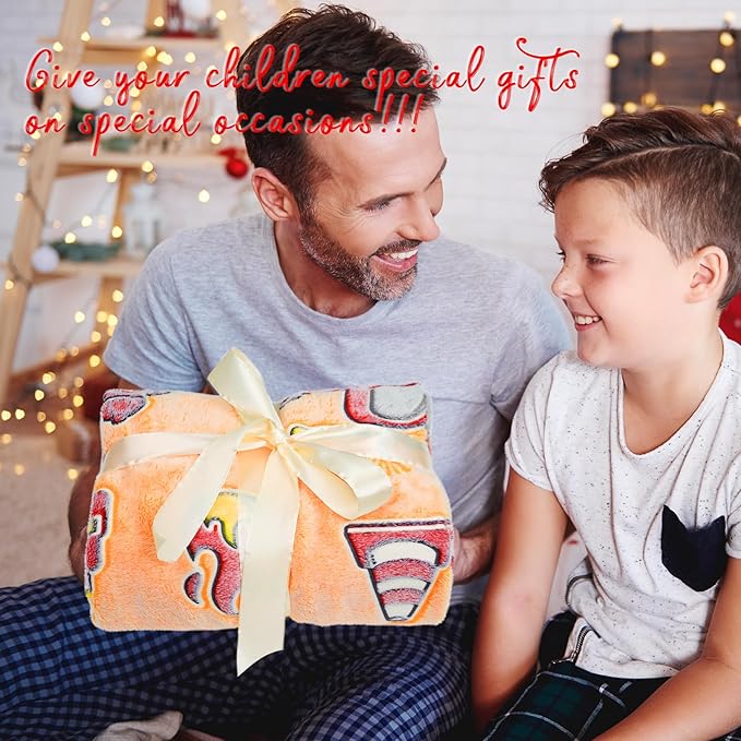 Fire Truck Blanket Glow in The Dark Blanket for Toddler Boys Gifts Toys for 3 4 5 6 7 8 9 10 Year Old Construction Blankets Firetruck Birthday Gifts for Kids