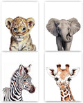 XZMBQ Safari Nursery Wall Decor Set of 4 - Baby Animal Wall Art Prints - Nursery Decorations - Cute Decor for Baby Room - Decor Gifts for Newborn, Housewarming, etc. (12”x16”, Unframed)(026)