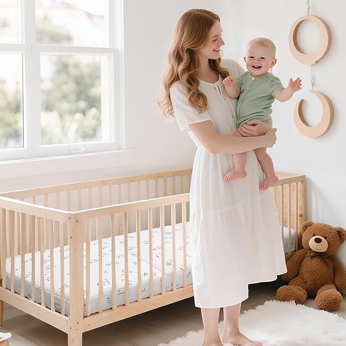 Trifold Pack and Play Mattress - 38"x26" Pack N Play Mattresses Pad with Breathable Removable Cover - Dual-Sided Memory Foam Foldable Portable Travel Baby Crib Mattress