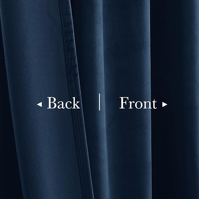 StangH Blue Curtains 108 inches Long - Bedroom Thermal Insulated Velvet Drapes Room Darkenig for French Sliding Door/Living Room, Navy Blue, W52 x L108, 2 Panels