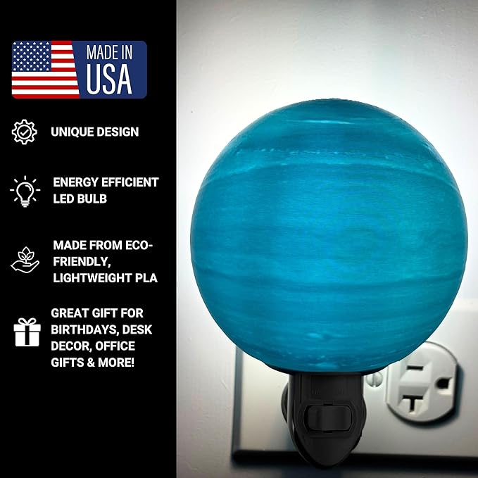 Moon Night Lights | Night Lamp LED Light | 3D Solar System NightLight, Planet Home Décor, Space Nursery, Kids Room, Space Gift, Birthday Gifts, Bedroom Decorations (Uranus, 6 Inch)