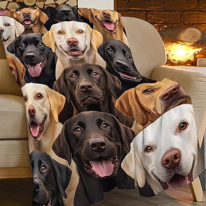 Labrador Blanket for Girls Boys Chocolate Retriever Throw Blankets Soft Cozy Warm Fuzzy Fleece Bedding Flannel Dog Throws Stuffed Animal Gifts for Labrador Lovers Kids Men Women Bedroom Decor 60"x50"