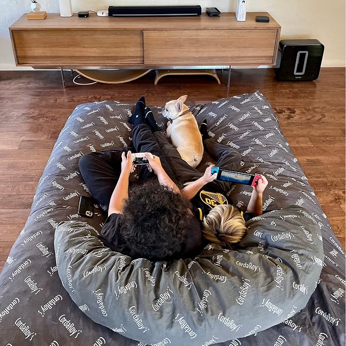 CordaRoy's NEST Gaming Bean Bag Chair-Convertible Bean Bag Chair -Washable Chenille Cover with Pockets for Remote, Controllers-for Living Room,Basement-Full Size-Moss|Made in The USA