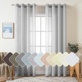 MIULEE 2 Panels Natural Linen Semi Sheer Window Curtains Elegant Solid Light Grey Drapes Grommet Top Window Voile Panels Linen Textured Panels for Bedroom Living Room (52X96 Inch)