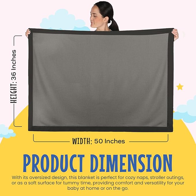 Blankets Thermal Waffle Baby Blanket Crib Bedding - Soft Cozy Warm Infant Thermal Cover for Nursery Stroller or Bassinet, Lightweight Ideal Shower Gift, Nylon Trim Gray 36" x 50