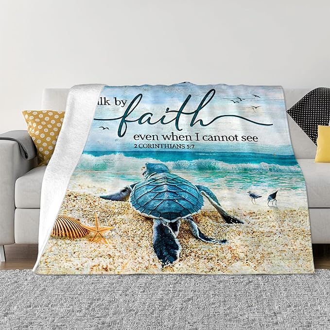 Tijuboni Sea Turtle Ocean Throw Blanket Beach Nautical Gifts for Women Men Girls Boys Kids Adults Soft Flannel Fleece Blanket for Couch Sofa Bed Home Decor 60"x80"