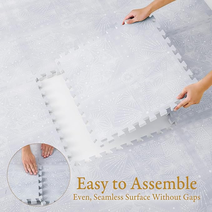 PopsyKosy Premium Baby Floor Play Mat - Thick & Cushioned 0.5 inch Playroom Foam Mat, Non-Toxic Odorless - 6 Tiles - Spacious 6x4 ft. - Stylish & Large, Waterproof for Kids & Toddlers - Lavender Gray