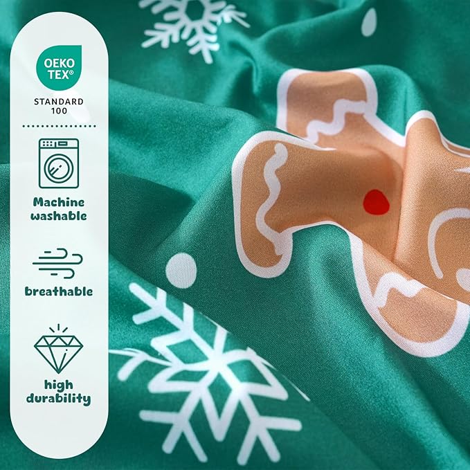 LONAVA Toddler Kids Comforter Set - 4 Pieces Toddler Bedding Sets for Boys Girls Children, Ultra Soft Microfiber Bed in A Bag with Flat Fitted Sheets, Gingerbread Man
