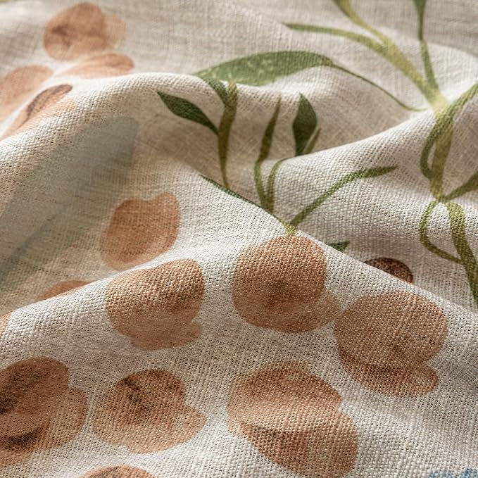 ENJOYBRIDAL Floral Curtains 63 Inch Long Bedroom Decor Drapes Short Semi Sheer Rod Pocket Living Room Window Curtain Panels Light Filtering Boho 4 Panels Tassel Vintage Window Treatments