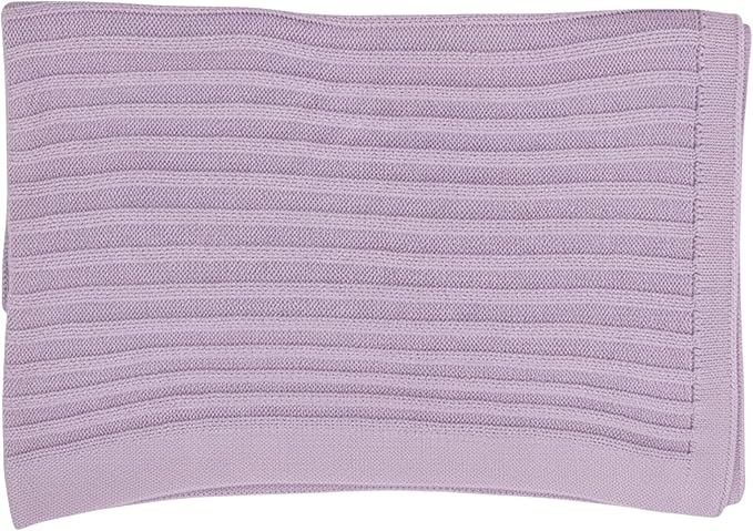 Baby Knit Blanket, 100% Cotton Ribble Patterns, Soft, Cozy, Lightweight Swaddle for Newborn & Infant Swaddling Beige Neutral, Perfect Baby Shower Ideas Lilac 30x40