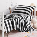 NTBAY Toddler Sheet Set - 3-Piece Microfiber Crib Sheet Set - Flat Sheet, Fitted Sheet, Pillowcase - Solid Toddler Bedding, Black and White Stripe