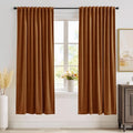 StangH Burnt Orange Velvet Curtains, Thermal Insulated Room Darkening Drapes for Bedroom, Living Room, Home Theater, Privacy Protect Decorative Window Treatment, 2 Panels, 52 x 72 Inches