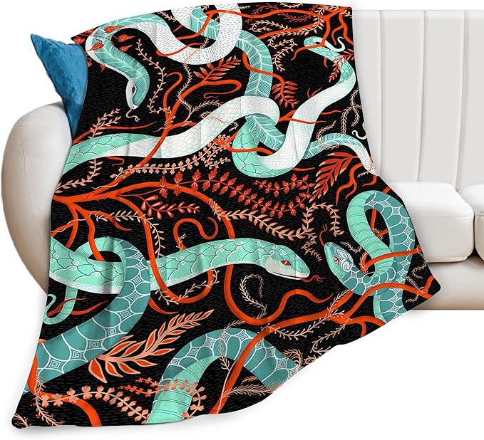 jerkboo Snake Blanket Throws Snake Gifts Snake Throw Blanket for Women Men Kids Adults Soft Warm Cozy Fleece Blanket for Couch Sofa Bed 50""x40""
