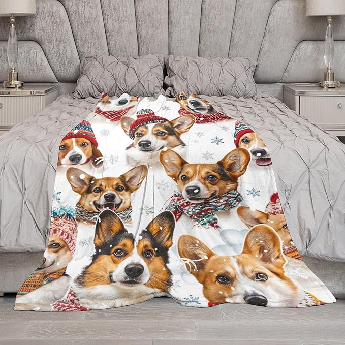Corgi Blanket Funny Corgi Dog Gifts for Girls Boys Woman Kids Cute Corgis Lover Bear Throw Blankets Soft Blanket Warm Fleece Flannel Plush Blankets for Bed Sofa Couch 60"x80"