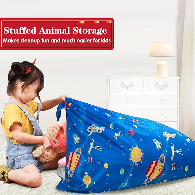 Jorbest Stuffed Animal Storage, Soccer Stuffed Animal Bean Bag Storage, Bean Bag Chair Cover for Kids, Luxury Velvet Stuffie Seat - Cover ONLY (200 L/52 Gal)
