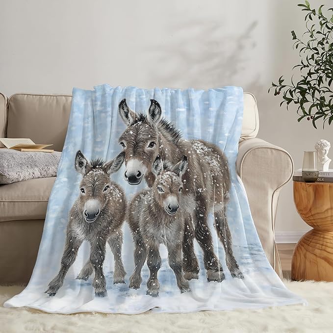 Tijuboni Donkey Throw Blanket Donkey Gifts for Girls Boys Women Men Kids Adults Soft Flannel Fleece Blanket for Couch Sofa Bed Home Decor 50"x60"